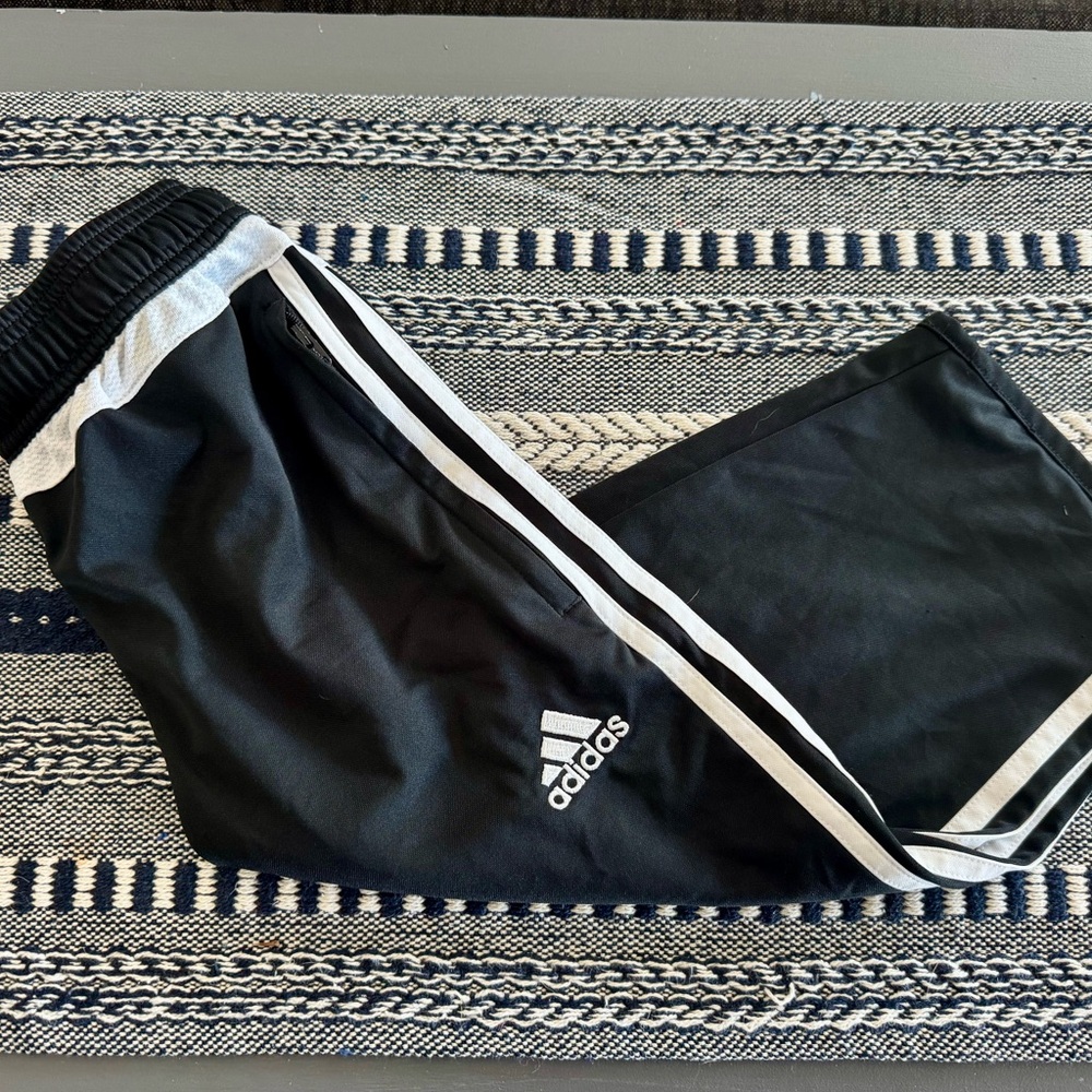 Adidas Kids Black Sweatpants with White Accents